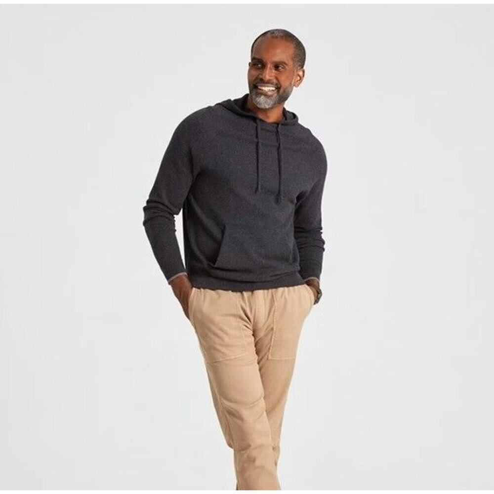 NWT FAHERTY Mirage Wool Blend Hoodie Sweater Ash Melange Men's Size XS
